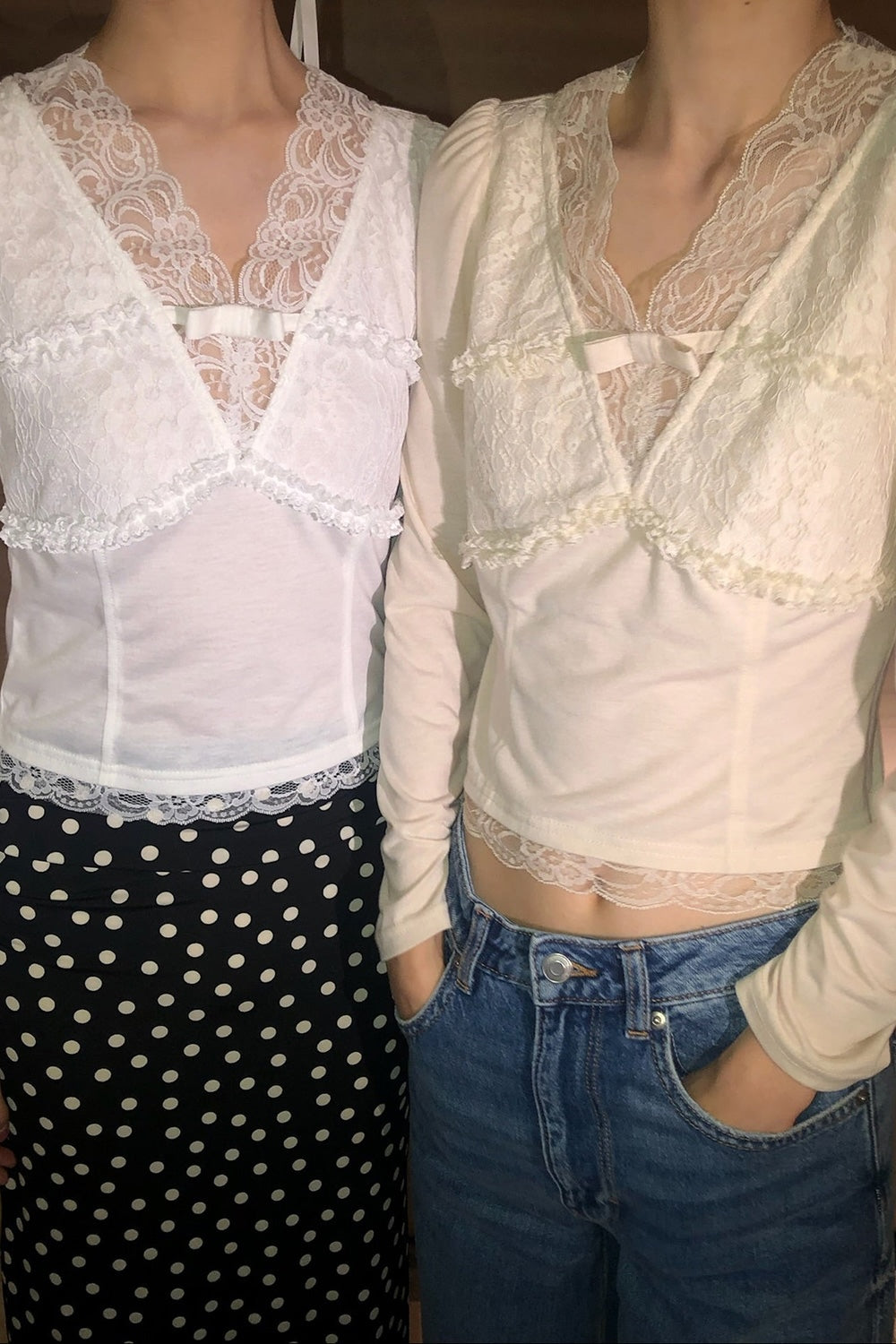 Romance Lace long sleeve tops