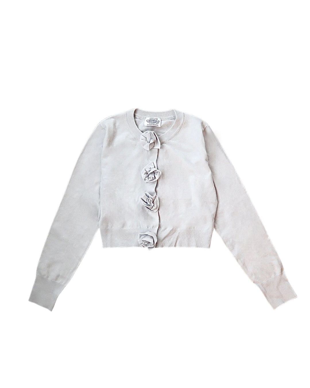 rose motif lame knit cardigan