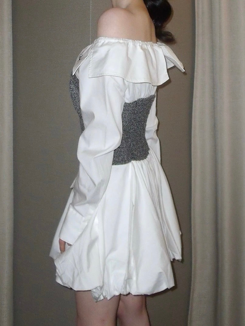 【予約販売2月中旬〜下旬】Elise Tweed Shirt one-piece