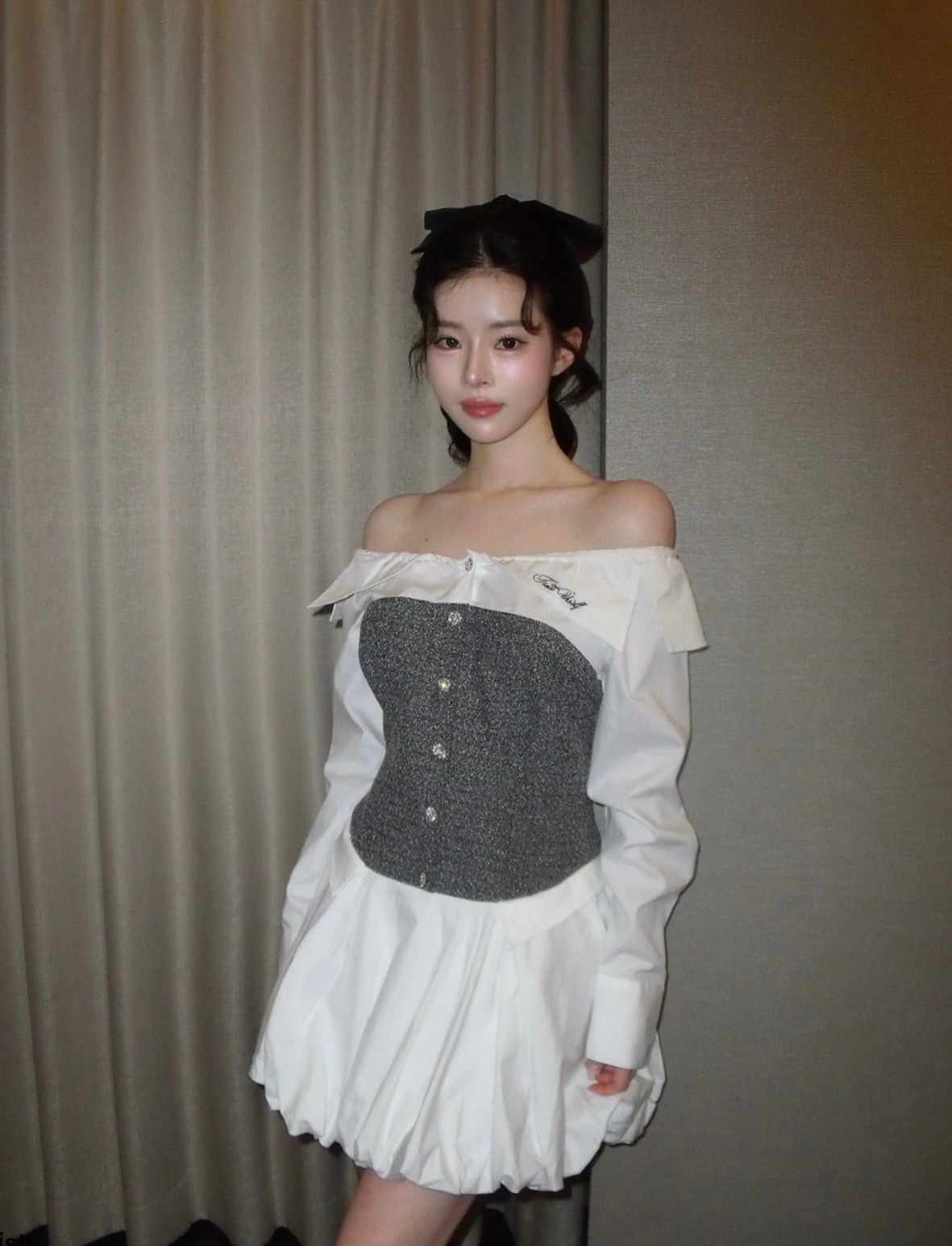 【予約販売2月中旬〜下旬】Elise Tweed Shirt one-piece