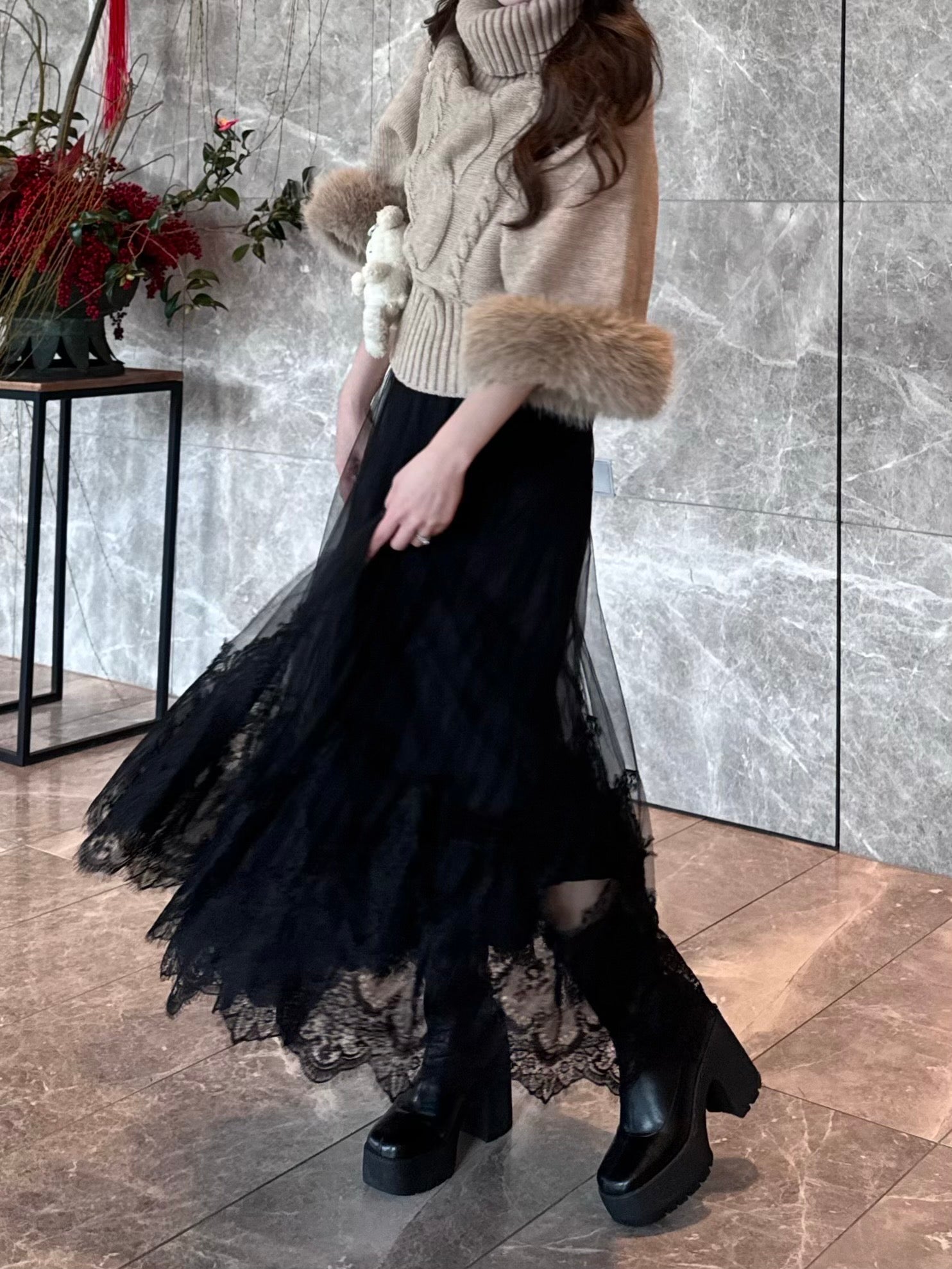 【予約販売2月中旬〜下旬】Clara Tulle Lace Long Skirt