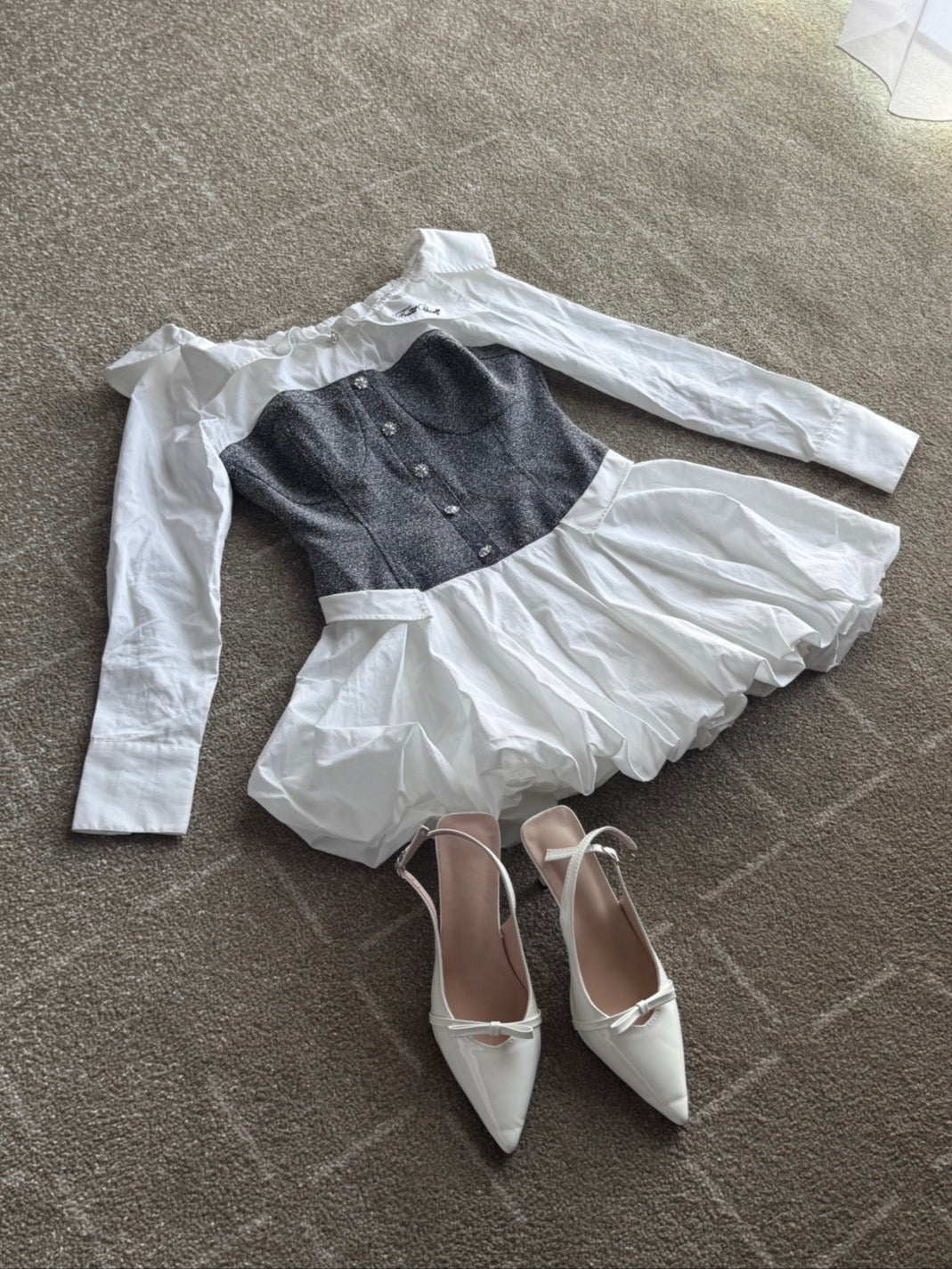 【予約販売2月中旬〜下旬】Elise Tweed Shirt one-piece