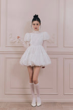 Flower petal jacquard balloon one-piece