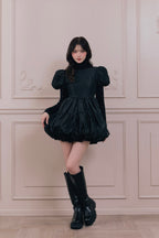 Flower petal jacquard balloon one-piece