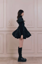Flower petal jacquard balloon one-piece