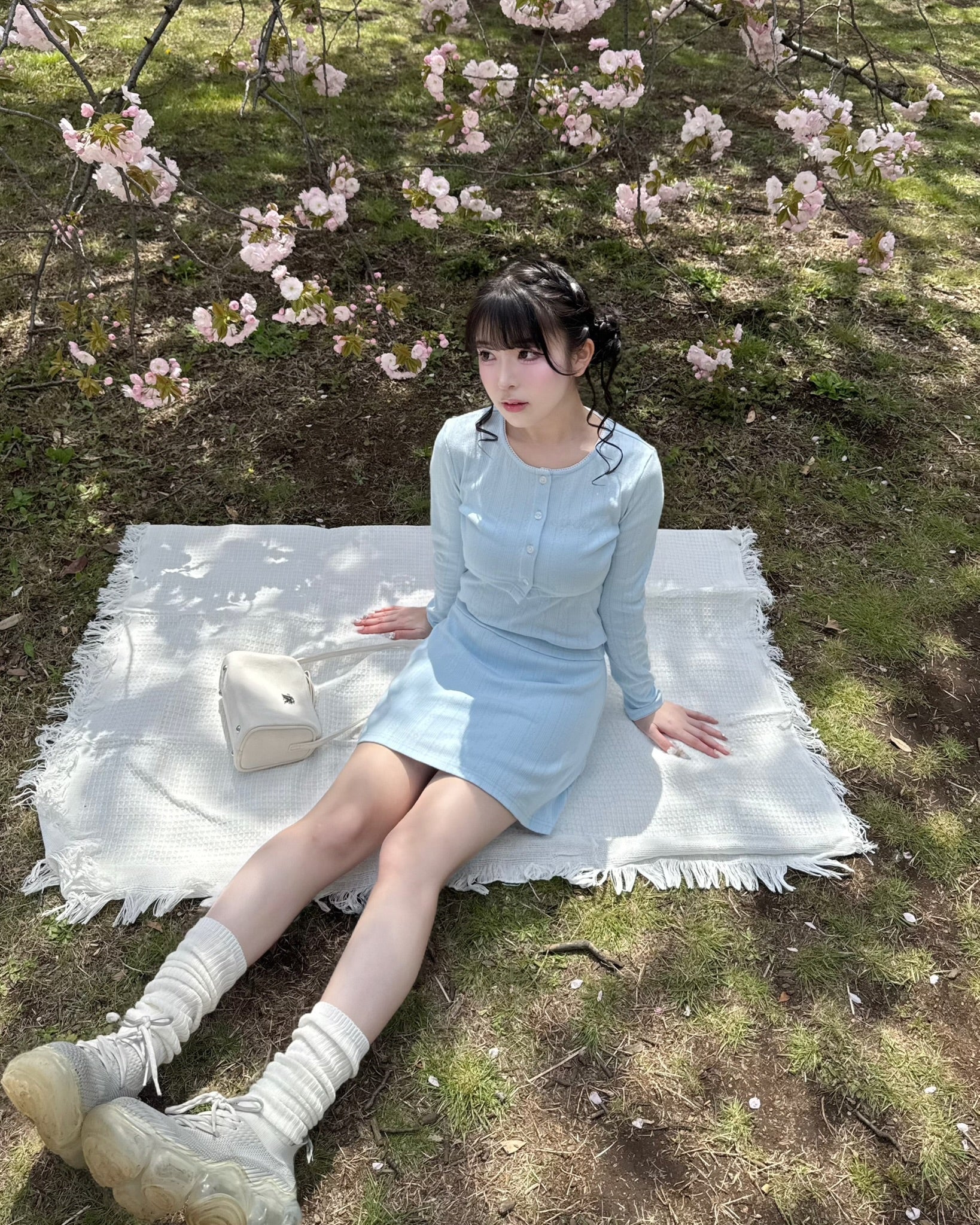 Garden cotton ribbon mini skirt