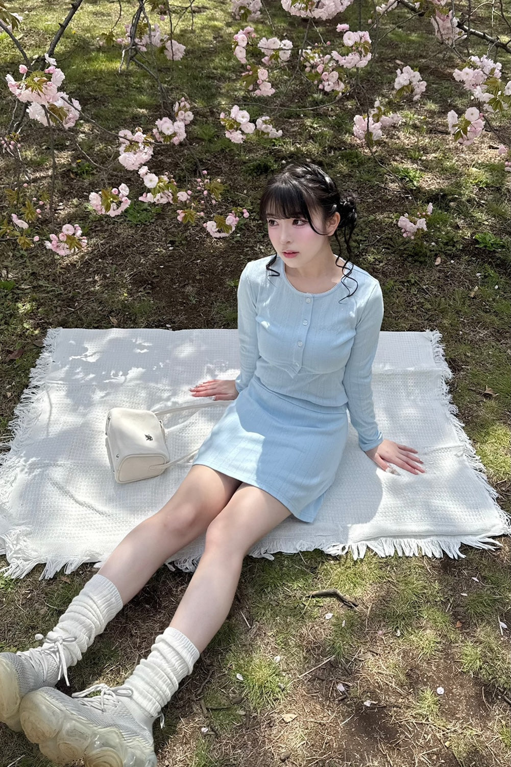 Garden cotton ribbon mini skirt