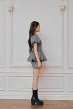Daisy puff sleeve tweed tops