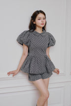 Daisy puff sleeve tweed tops