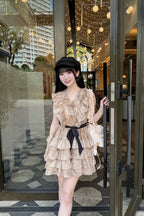 Frill chiffon mini dress