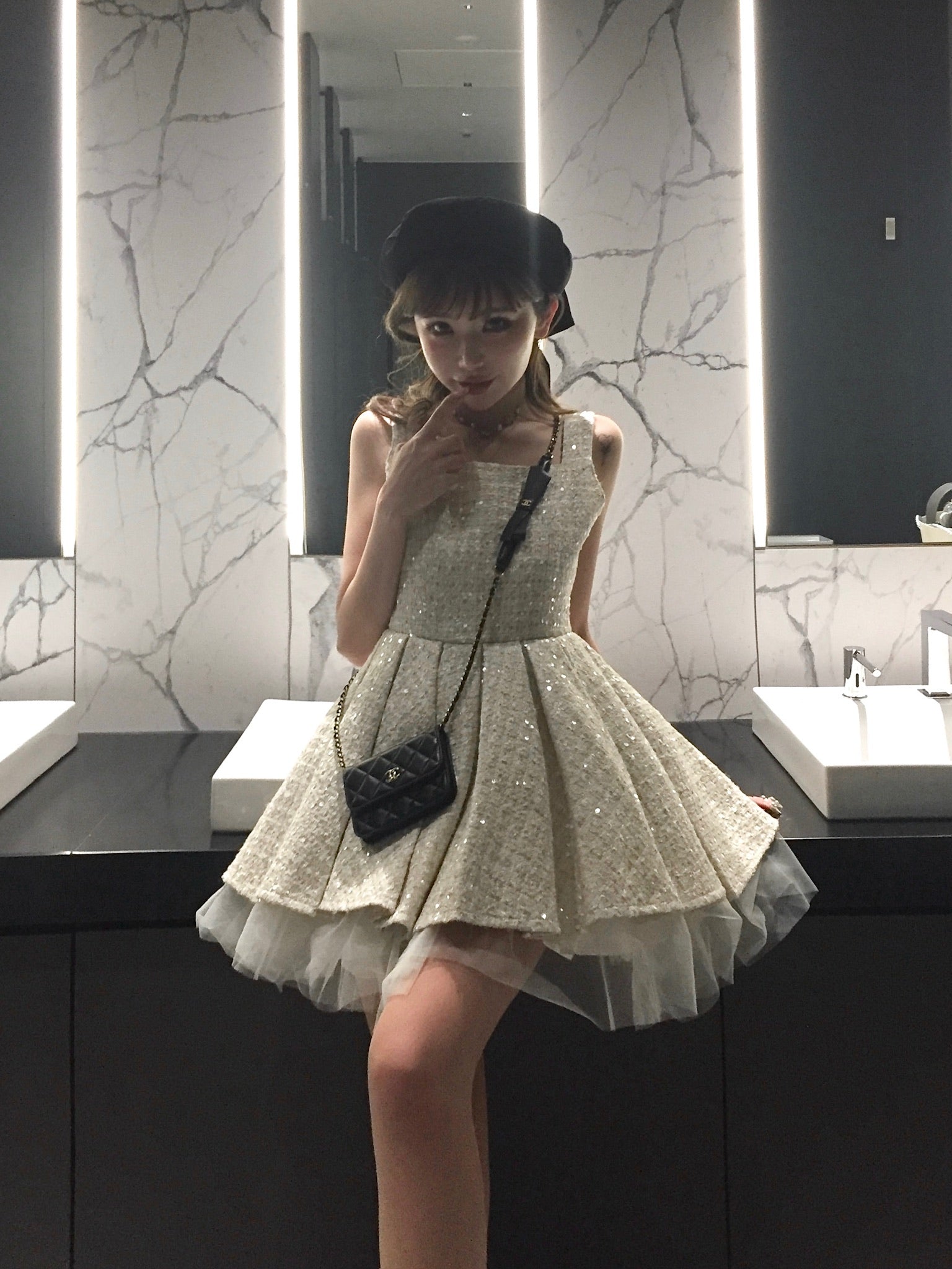 Twilight Tweed Tulle Dress(ivory)