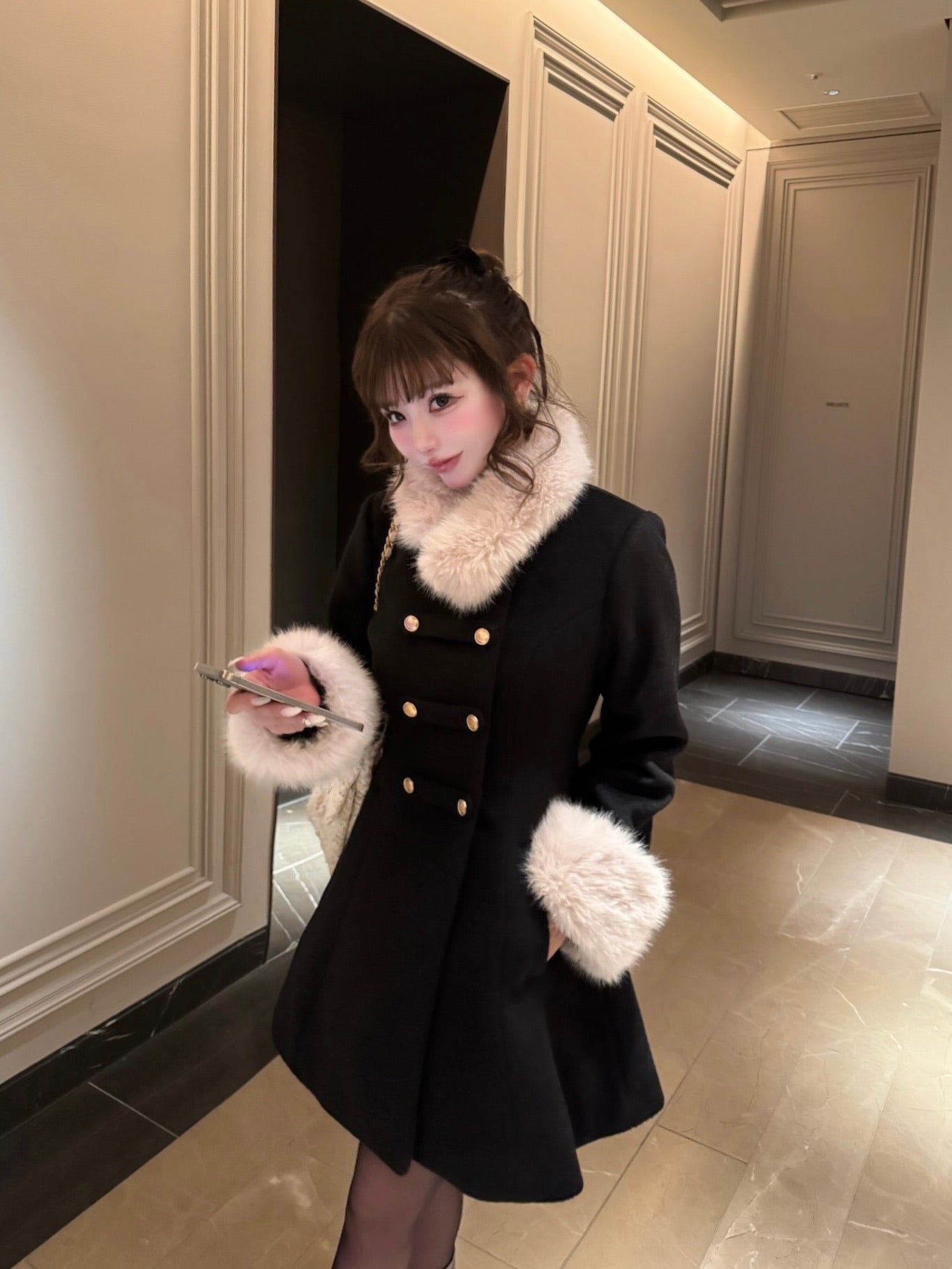 予約商品 Muse fur flare coat（black） – Treat Ürself