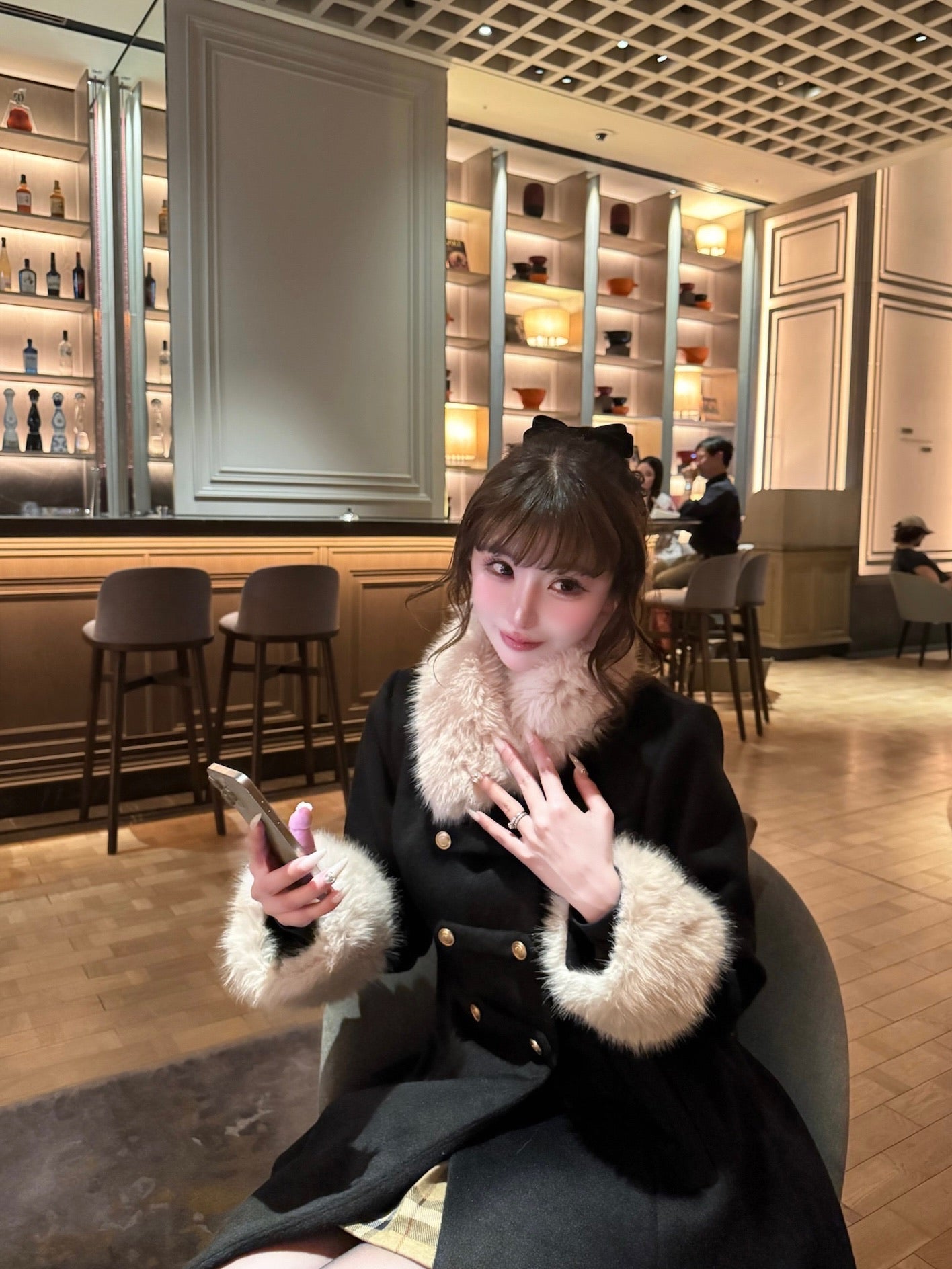 予約商品　Muse fur flare coat（black）