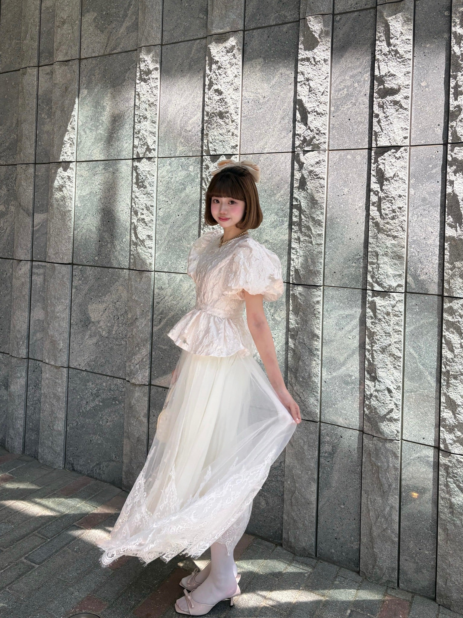 Butterfly jacquard peplum tops