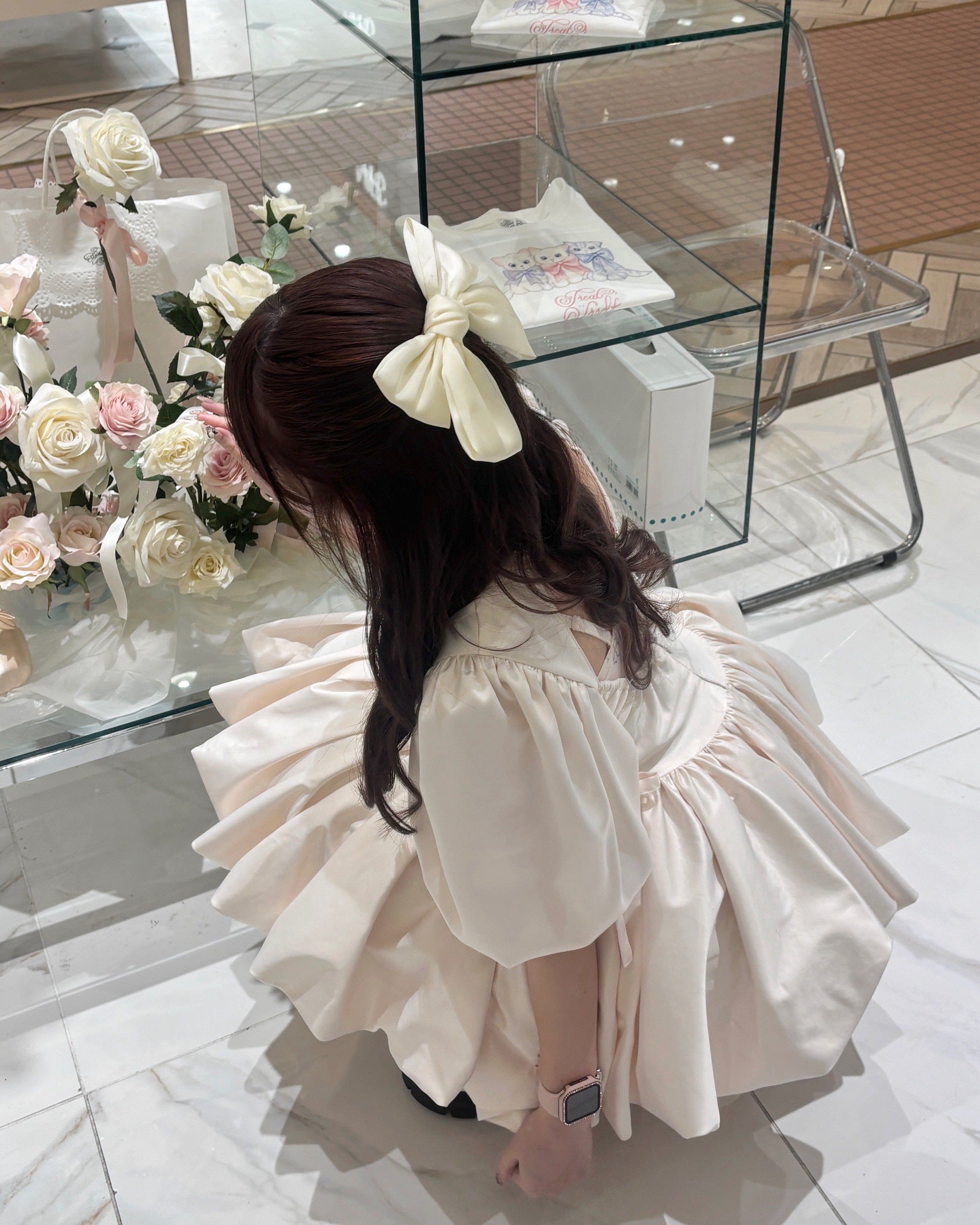 satin balloon peplum mini one-piece(pink)