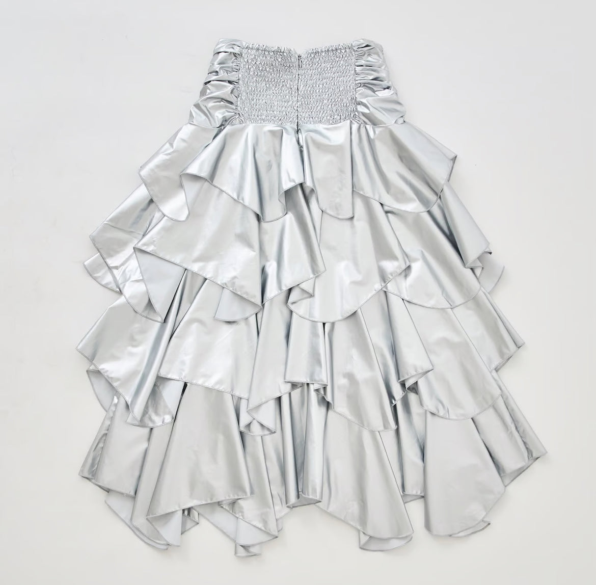 drawstring ribbon tiered long skirt