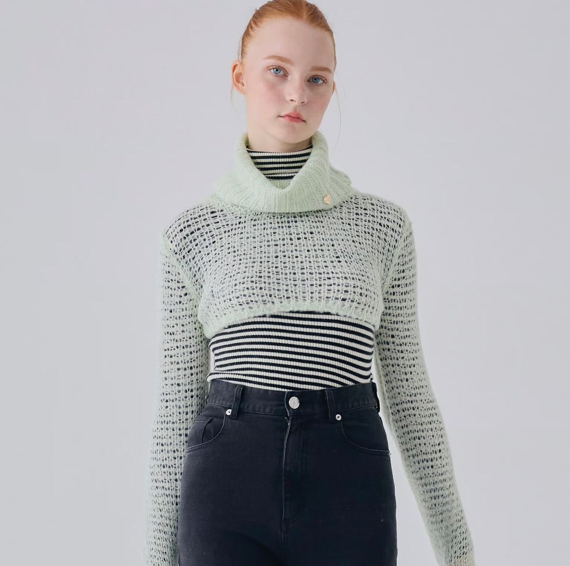 "meow" mohair like cropped knit