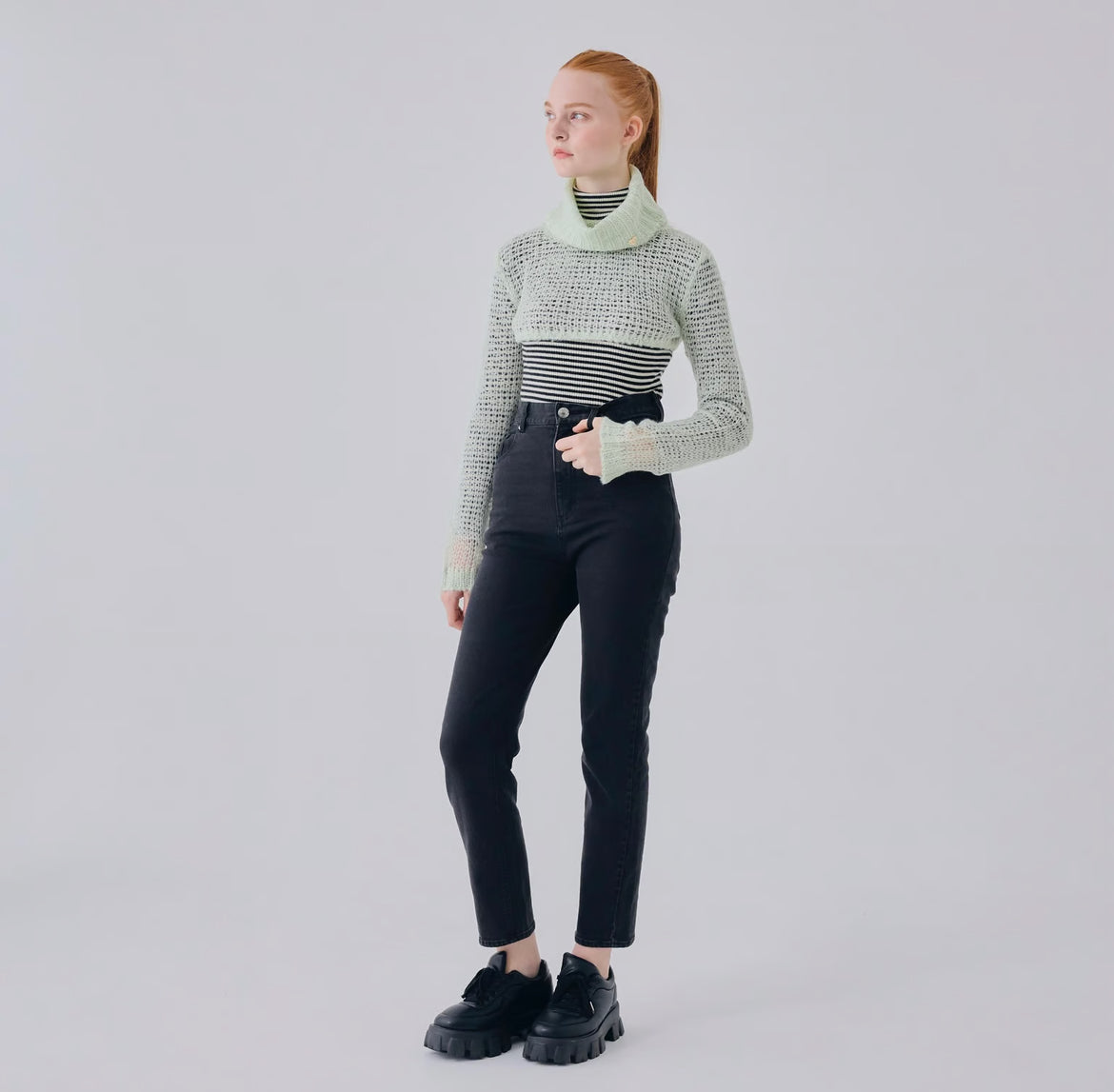 "meow" mohair like cropped knit