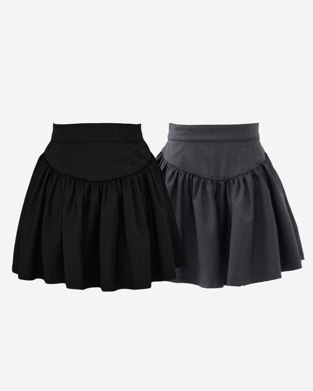 Gather flare mini skirt