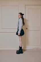 Stand collar frill blouse