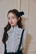 Stand collar frill blouse