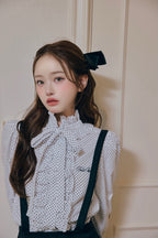 Stand collar frill blouse