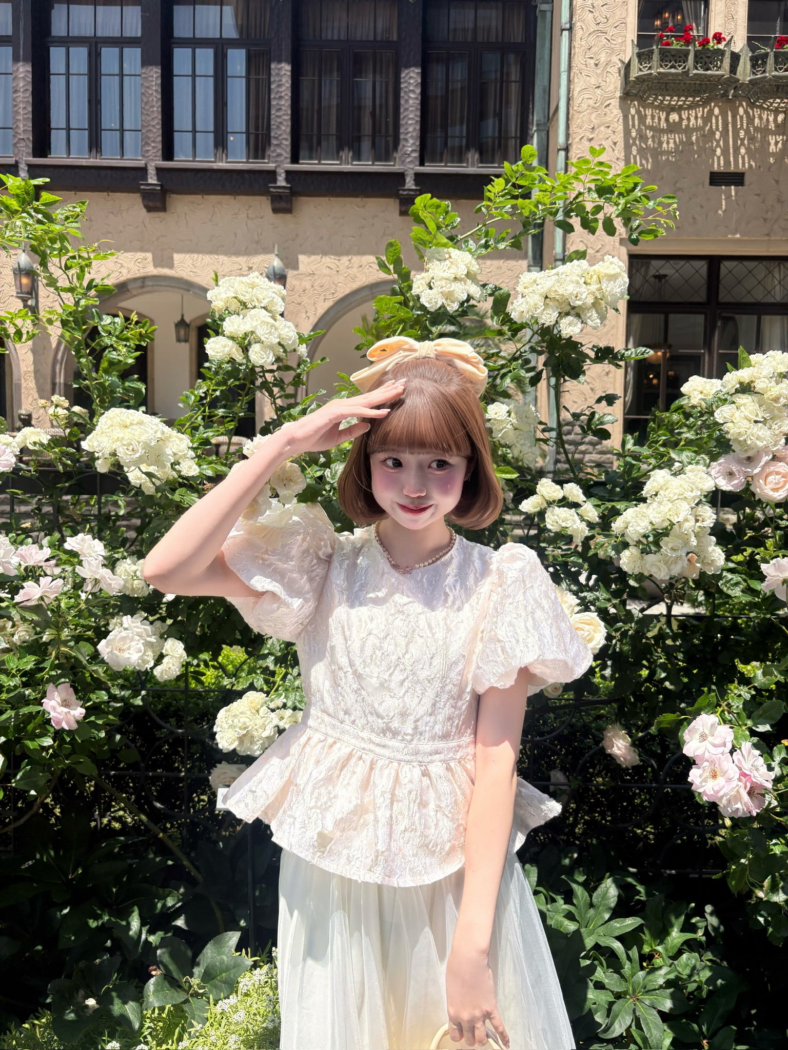 Butterfly jacquard peplum tops