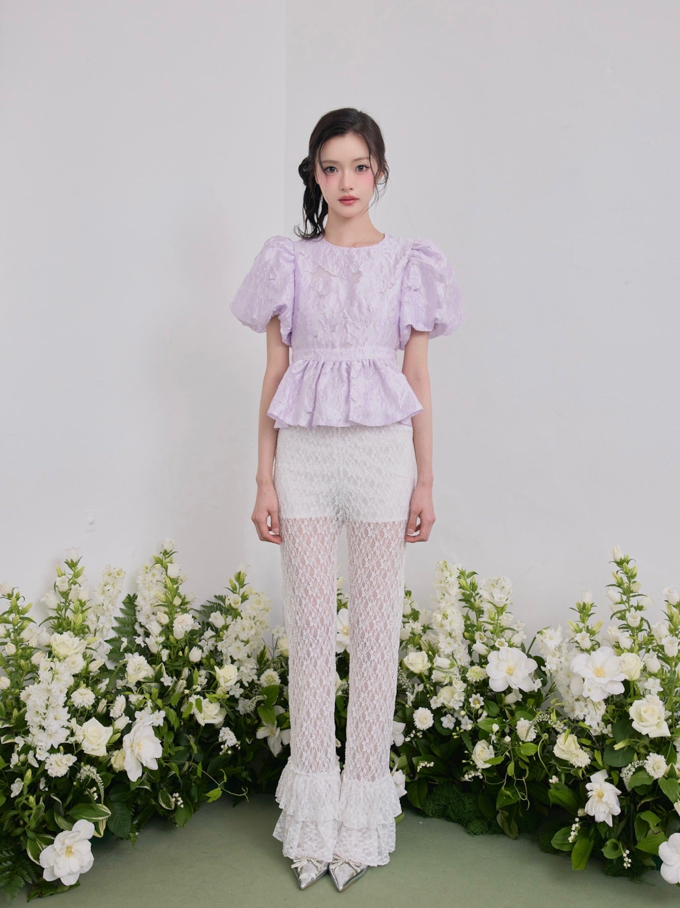 Butterfly jacquard peplum tops – Treat Ürself