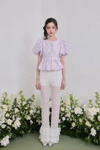Butterfly jacquard peplum tops