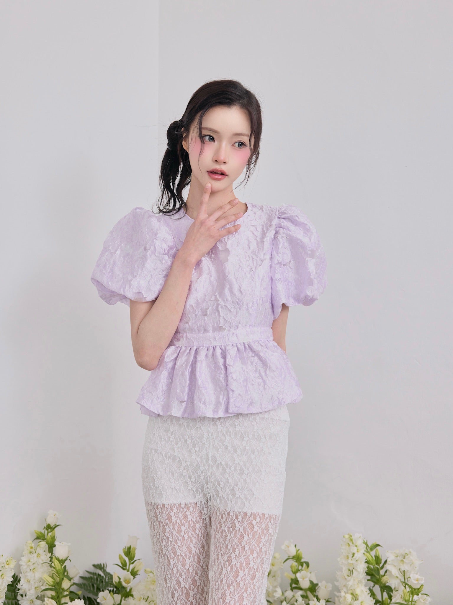 Butterfly jacquard peplum tops – Treat Ürself