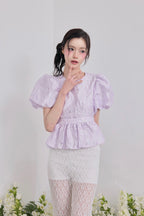 Butterfly jacquard peplum tops