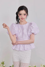 Butterfly jacquard peplum tops
