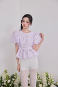 Butterfly jacquard peplum tops