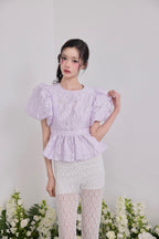 Butterfly jacquard peplum tops