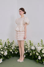 Butterfly jacquard peplum tops
