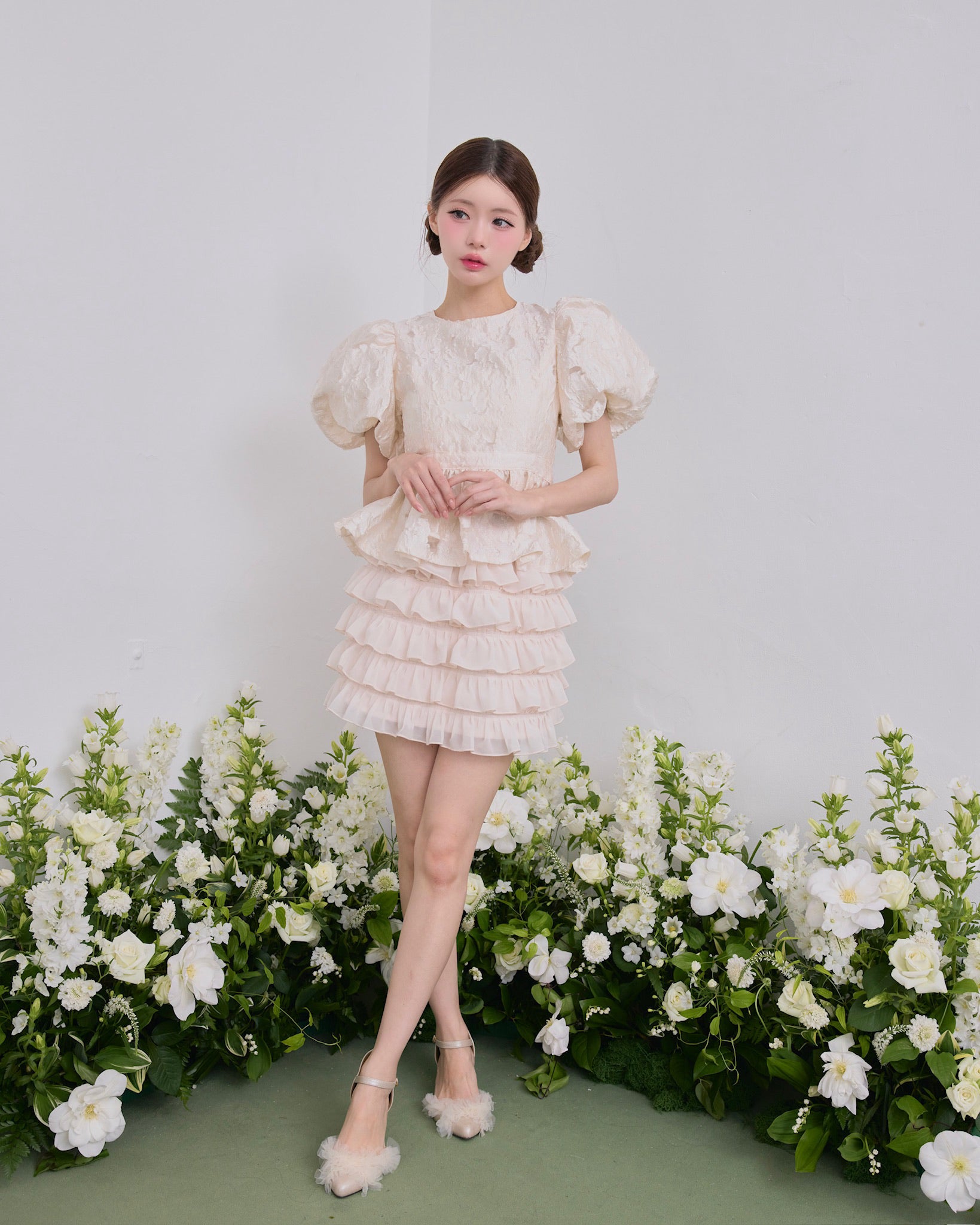Butterfly jacquard peplum tops – Treat Ürself