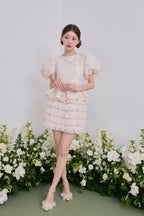 Butterfly jacquard peplum tops