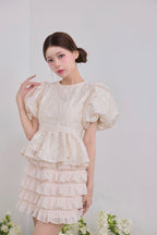 Butterfly jacquard peplum tops