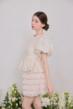 Butterfly jacquard peplum tops