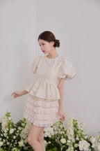 Butterfly jacquard peplum tops
