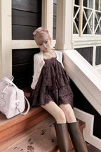 Volume lace sheer cami tops