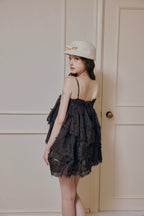 Volume lace sheer cami tops