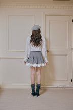 Stand collar frill blouse