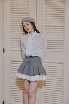 Stand collar frill blouse