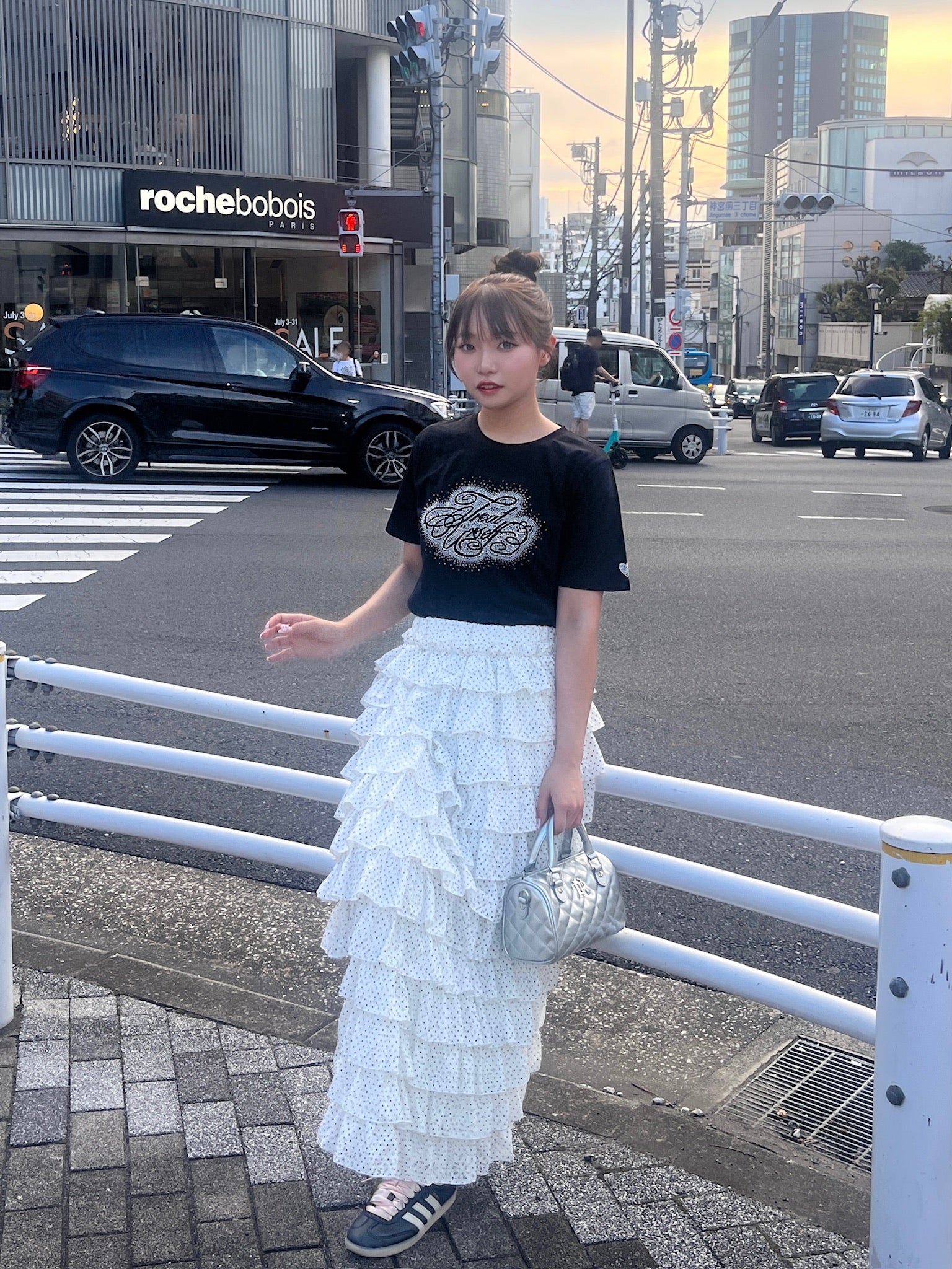 girly lace dot long skirt