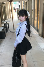 Stand collar frill blouse