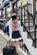 Stand collar frill blouse