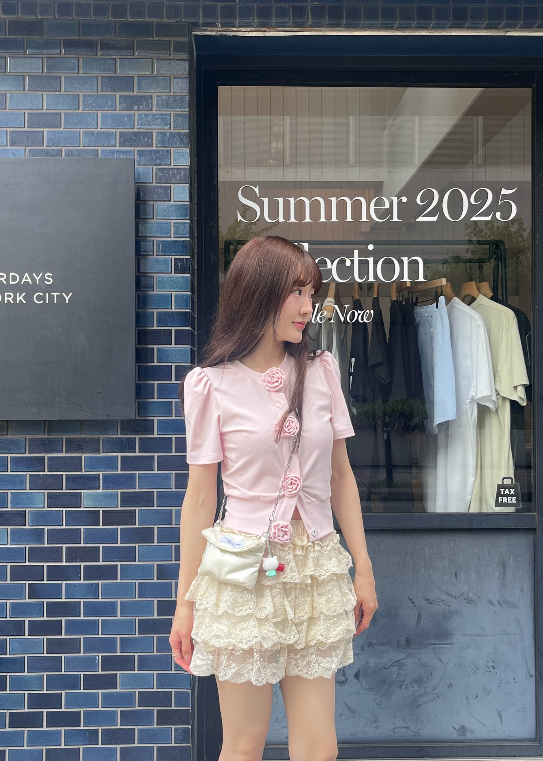 Rose flower motif short sleeve cardigan