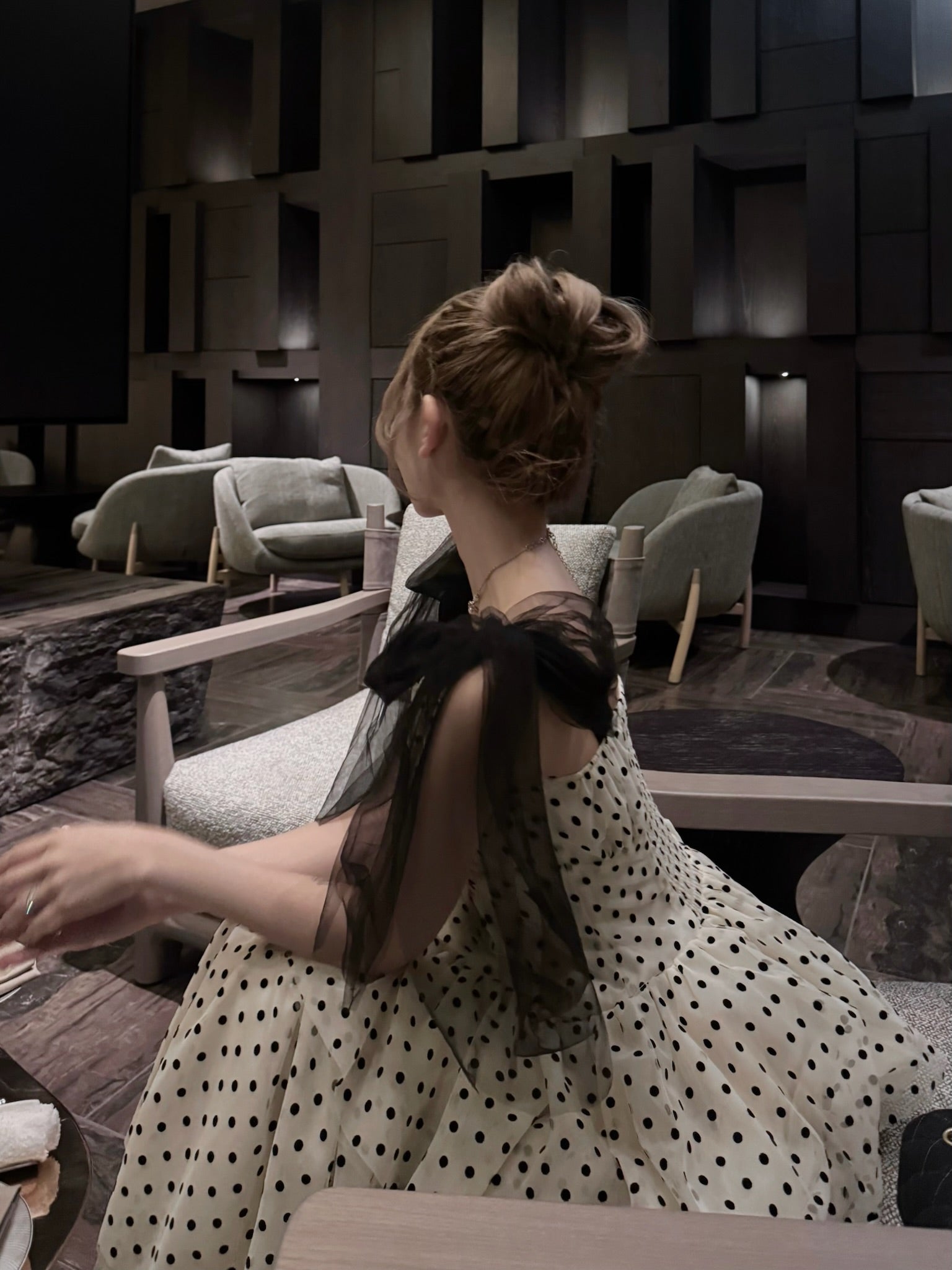 "Ballerina"ribbon tulle dot dress