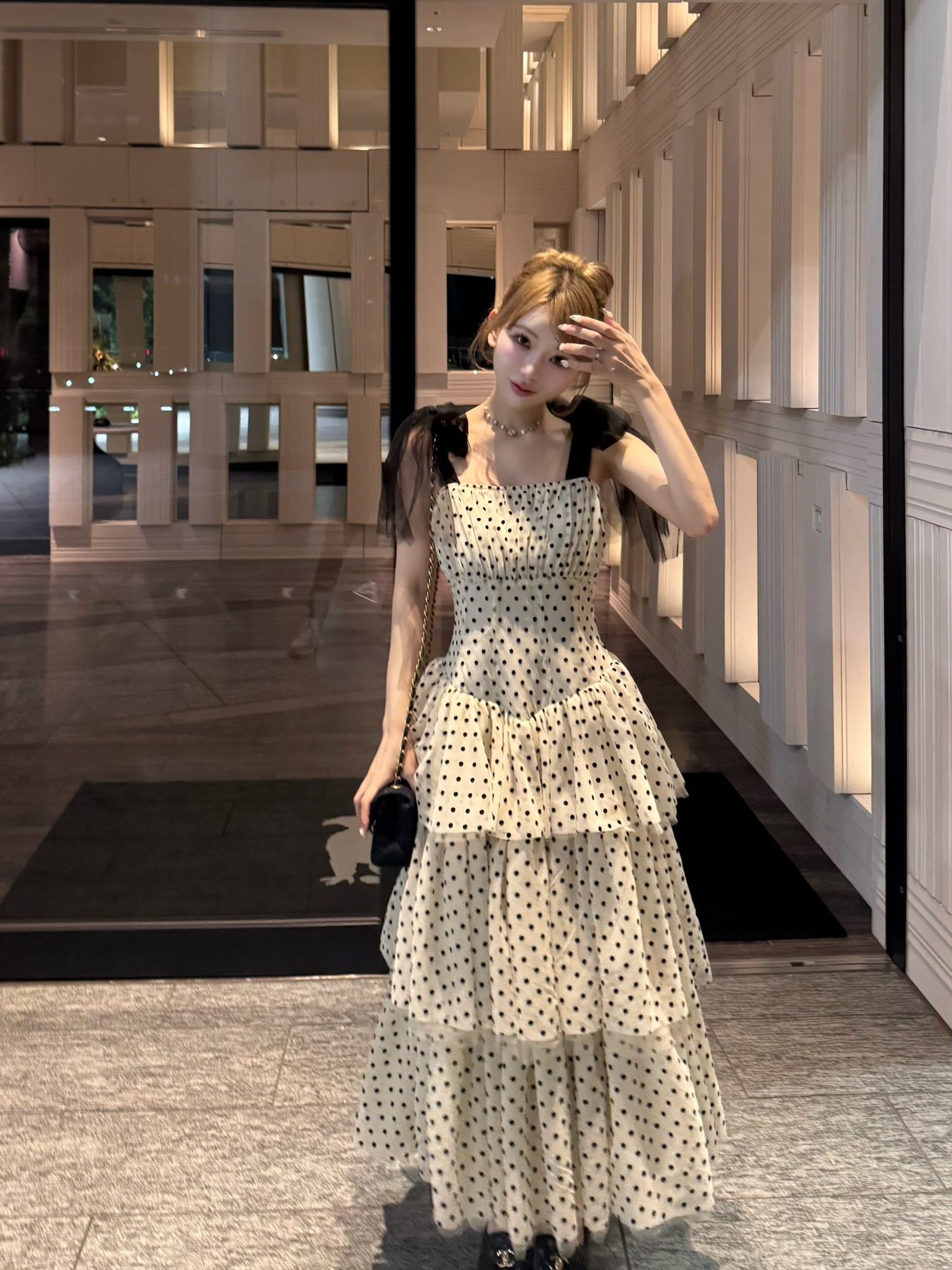 "Ballerina"ribbon tulle dot dress